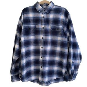 Jachs Blue and White Plaid Cotton Flannel Button Down Shirt XL